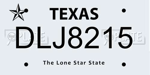 DLJ8215 Texas License Plate