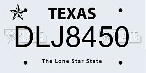 DLJ8450 Texas License Plate