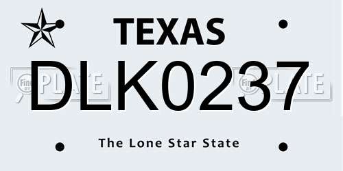 DLK0237 Texas License Plate
