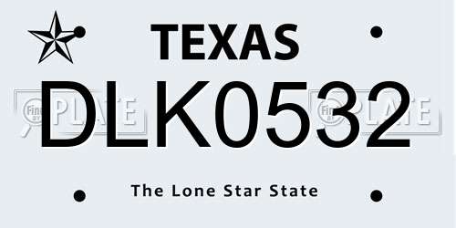 DLK0532 Texas License Plate