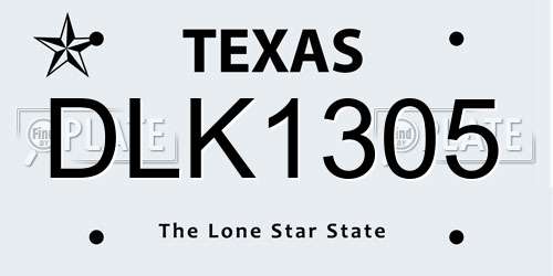 DLK1305 Texas License Plate