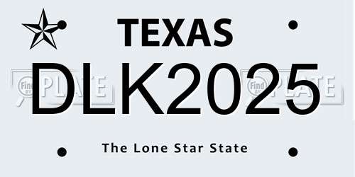 DLK2025 Texas License Plate