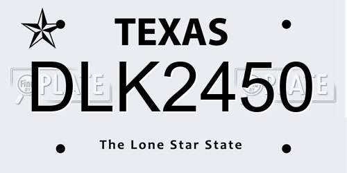 DLK2450 Texas License Plate