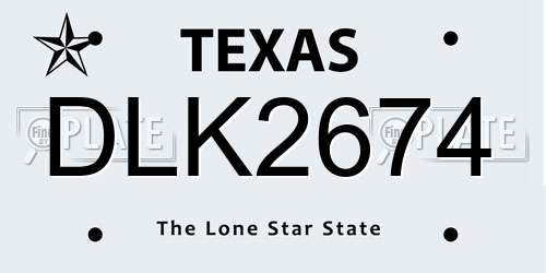 DLK2674 Texas License Plate