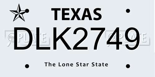 DLK2749 Texas License Plate