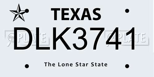 DLK3741 Texas License Plate