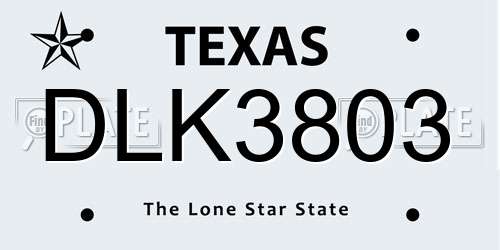 DLK3803 Texas License Plate