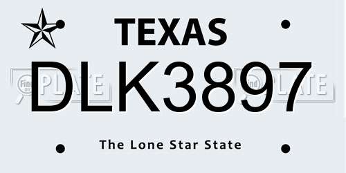DLK3897 Texas License Plate