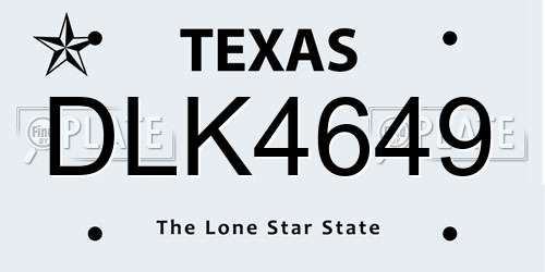 DLK4649 Texas License Plate