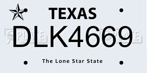 DLK4669 Texas License Plate