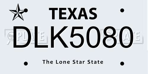 DLK5080 Texas License Plate