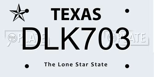 DLK703 Texas License Plate