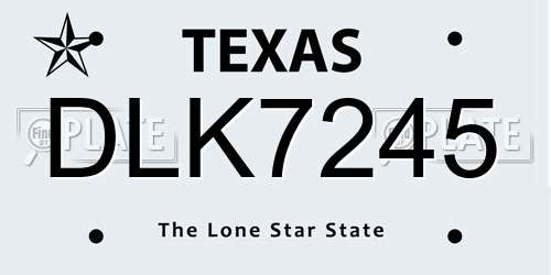 DLK7245 Texas License Plate