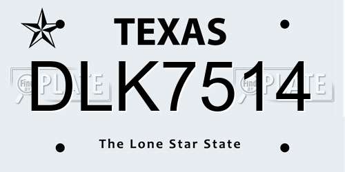 DLK7514 Texas License Plate