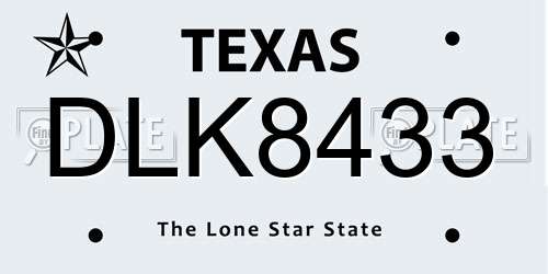 DLK8433 Texas License Plate