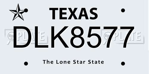 DLK8577 Texas License Plate