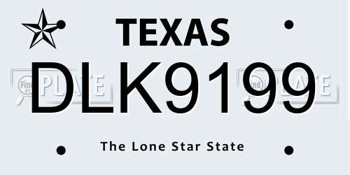 DLK9199 Texas License Plate