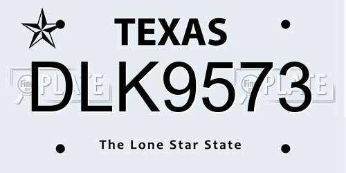 DLK9573 Texas License Plate