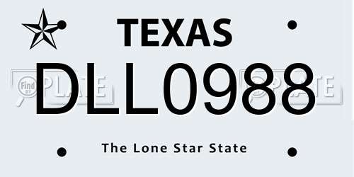 DLL0988 Texas License Plate