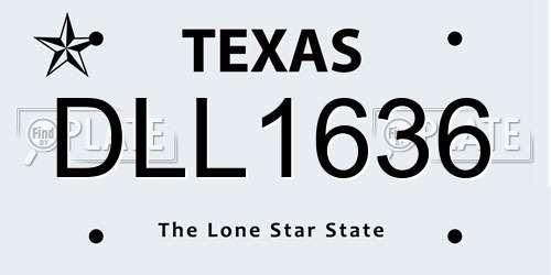 DLL1636 Texas License Plate