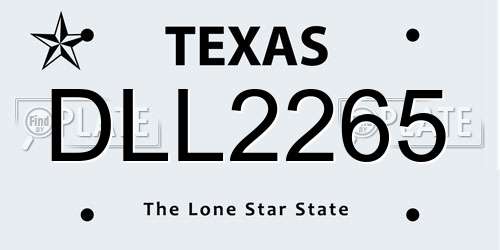 DLL2265 Texas License Plate