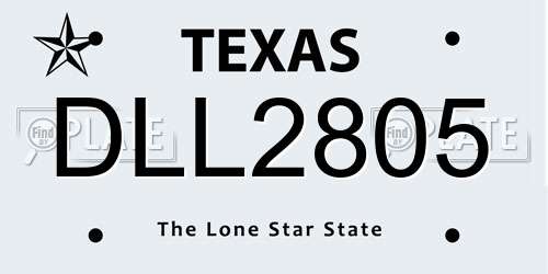 DLL2805 Texas License Plate