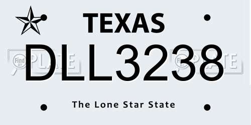 DLL3238 Texas License Plate