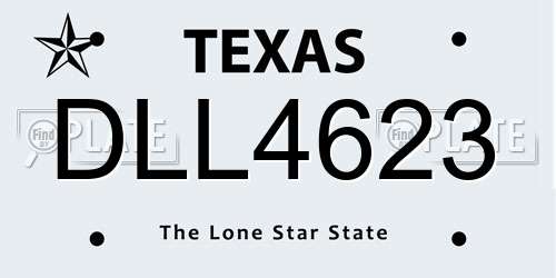 DLL4623 Texas License Plate
