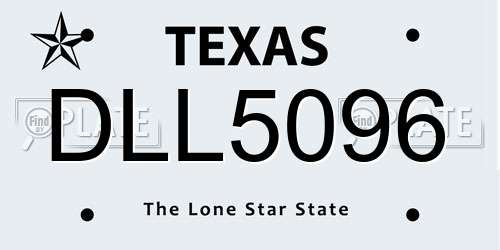 DLL5096 Texas License Plate