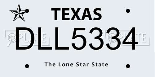 DLL5334 Texas License Plate