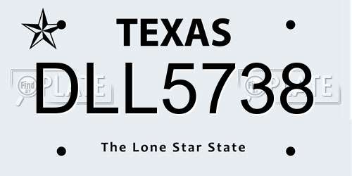 DLL5738 Texas License Plate