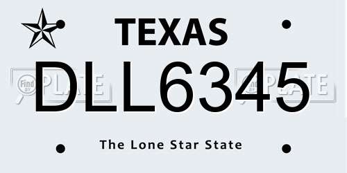 DLL6345 Texas License Plate