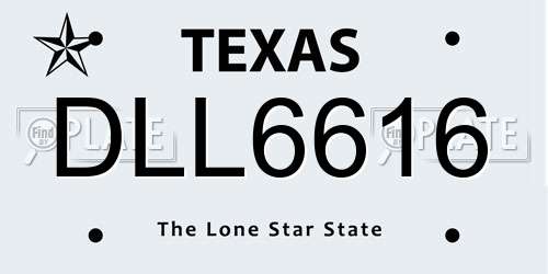 DLL6616 Texas License Plate
