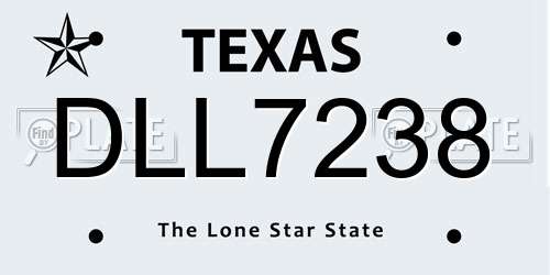 DLL7238 Texas License Plate