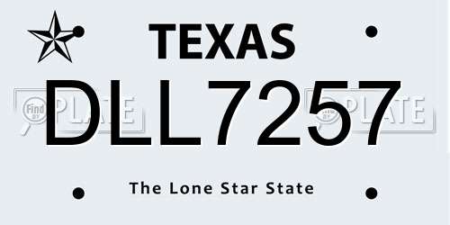 DLL7257 Texas License Plate