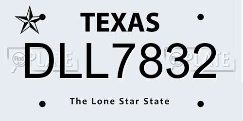 DLL7832 Texas License Plate