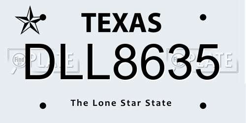 DLL8635 Texas License Plate