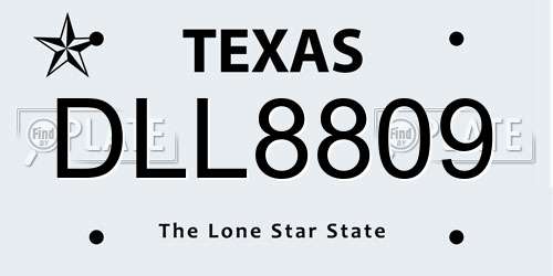 DLL8809 Texas License Plate