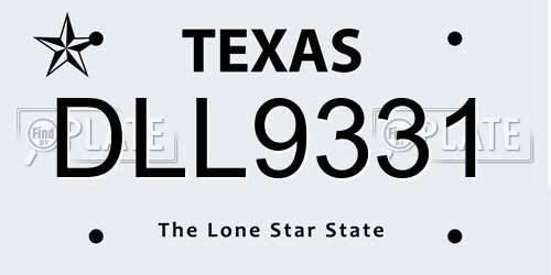 DLL9331 Texas License Plate