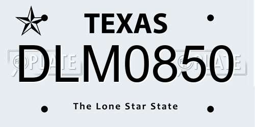DLM0850 Texas License Plate