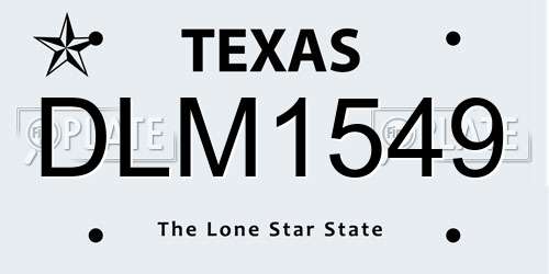 DLM1549 Texas License Plate