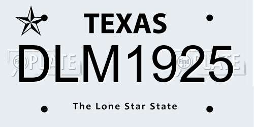 DLM1925 Texas License Plate
