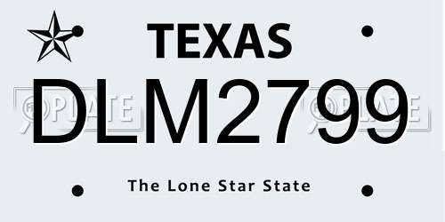 DLM2799 Texas License Plate