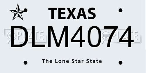 DLM4074 Texas License Plate