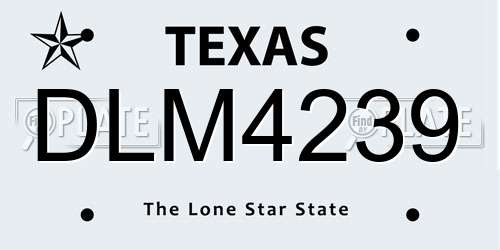DLM4239 Texas License Plate
