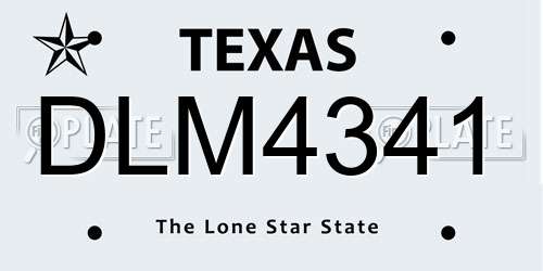 DLM4341 Texas License Plate