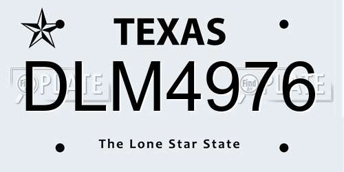 DLM4976 Texas License Plate