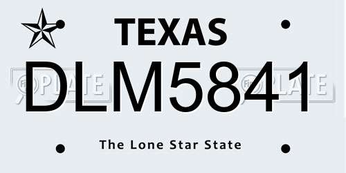 DLM5841 Texas License Plate