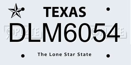 DLM6054 Texas License Plate