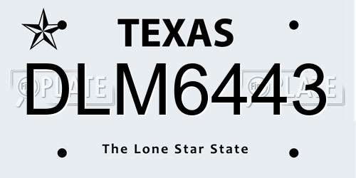 DLM6443 Texas License Plate